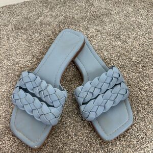 Women's Blue Braided Slide Sandals